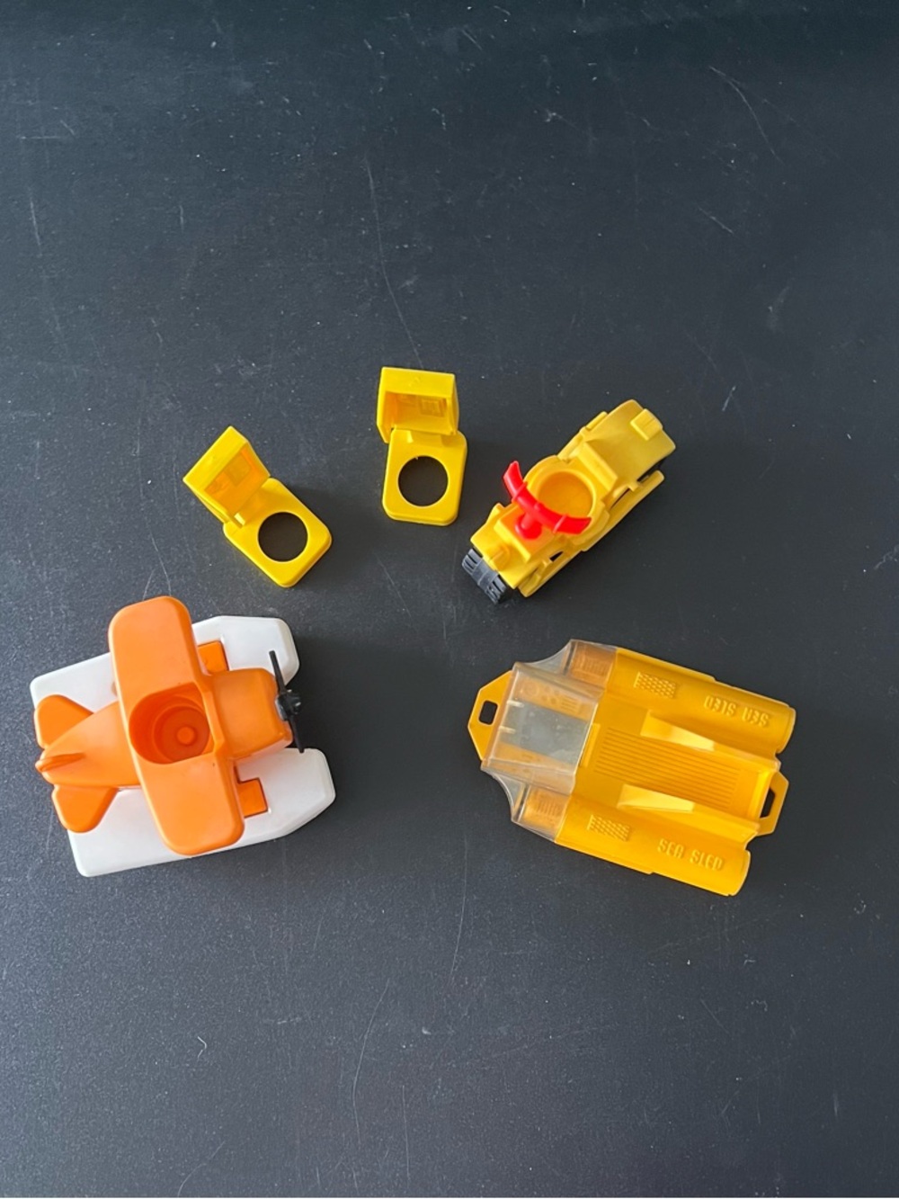 Vintage Fisher-Price Yellow and Orange Vehicle & Phone Booth.